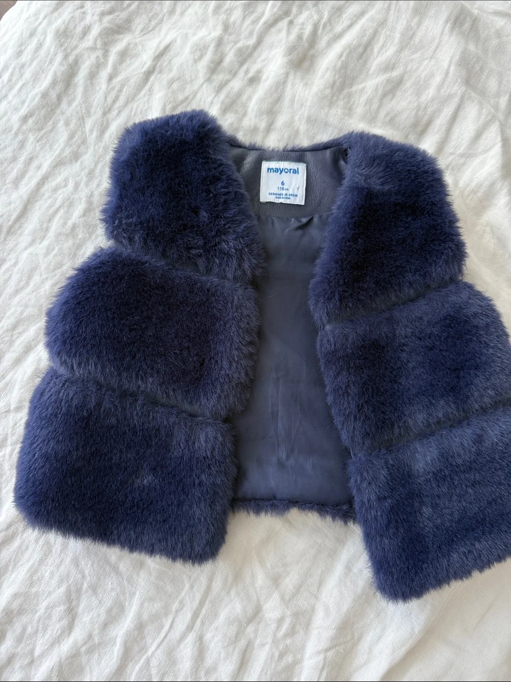 Mayoral Navy Faux Fur Puffer Vest